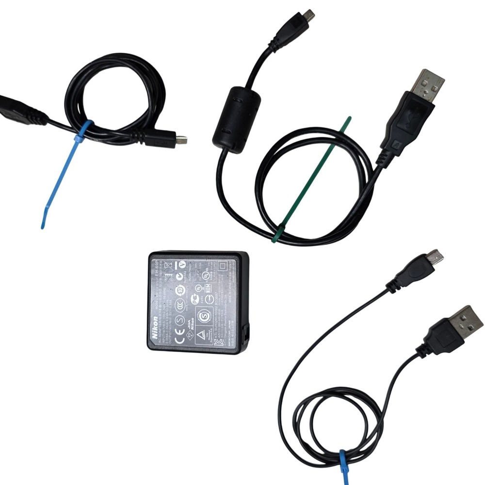 Nikon EH-69P AC Adapter Wall Charger 3 USB Cables for Coolpix Cameras Black W4